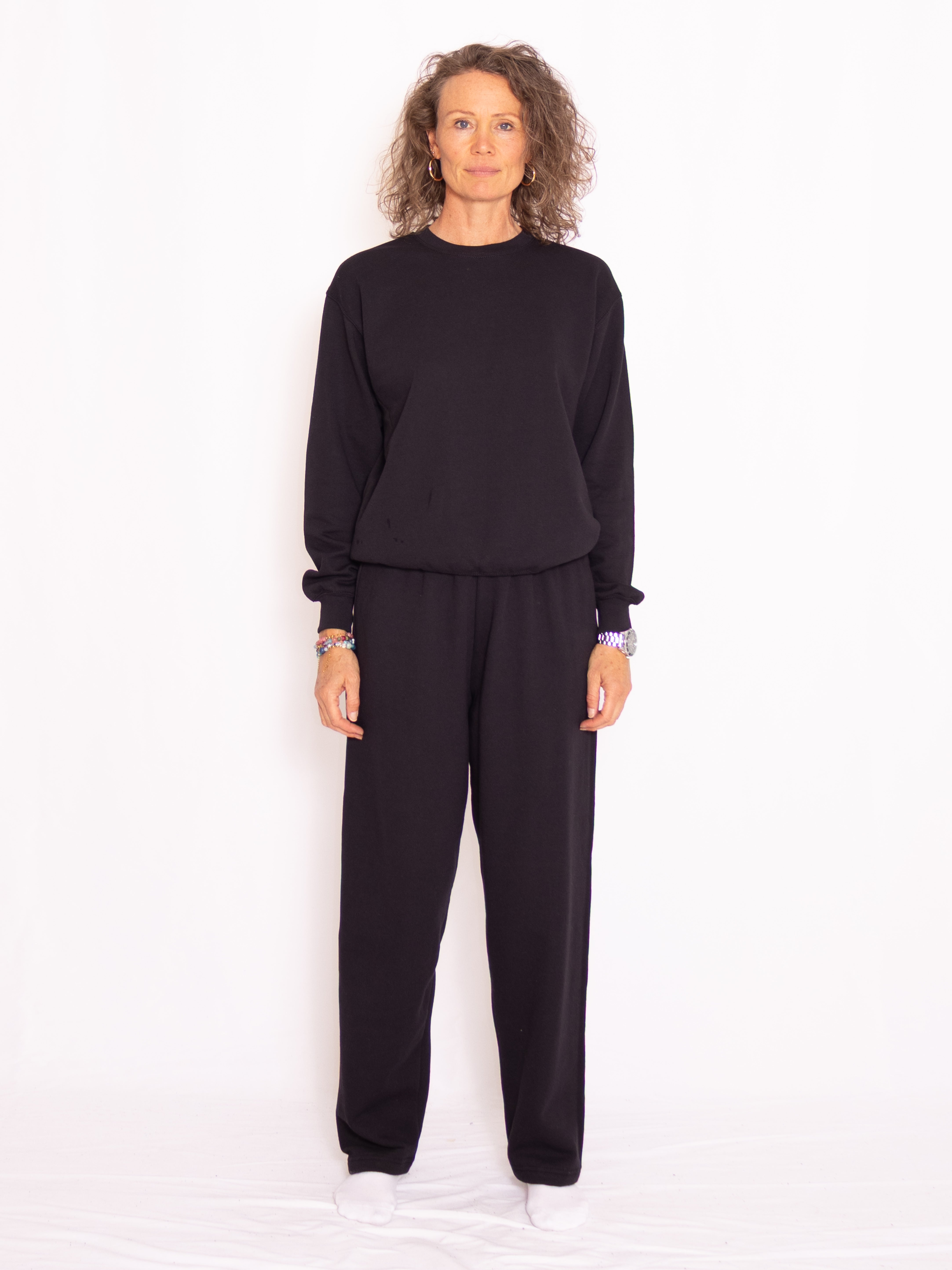 Svart sweatset med crewneck